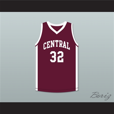 Player 32 Bristol Central Rams Maroon Basketball Jersey