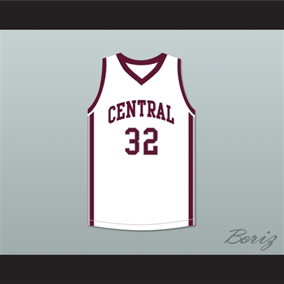 Player 32 Bristol Central Rams White Basketball Jersey