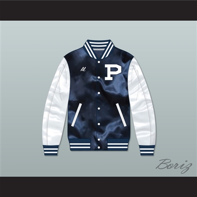 Al Bundy Polk High School Navy Blue/ White Varsity Letterman Satin Bomber Jacket