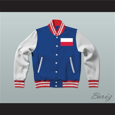 Polska/Poland Varsity Letterman Jacket-Style Sweatshirt