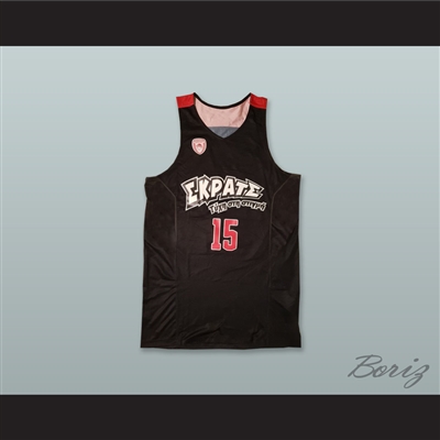 Georgios Printezis 15 Olympiacos Piraeus Greece Black Basketball Jersey