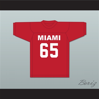 Puddin Patterson Sr 65 Miami Red Football Jersey Semi-Tough