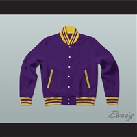 Purple and Yellow Varsity Letterman Jacket-Style Sweatshirt