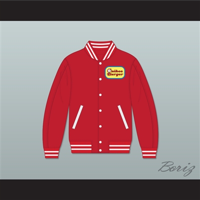 Quikee Burger Red Varsity Letterman Jacket-Style Sweatshirt