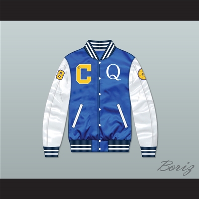 Quincy McCall 22 Crenshaw High School Blue/ White Varsity Letterman Satin Bomber Jacket 3