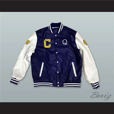 Quincy McCall 22 Crenshaw High School Class of 88 Blue and White Lab Leather Varsity Letterman Jacket