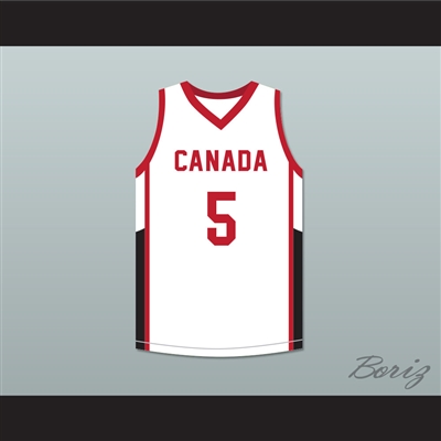 R.J. Barrett 5 Canada White Basketball Jersey