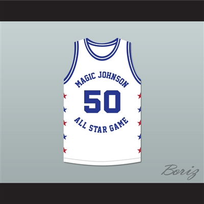 Ralph Sampson 50 Magic Johnson All Star Game White Basketball Jersey 1986 Midsummer Night's Magic Charity Event
