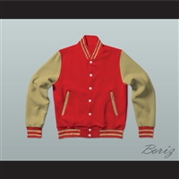 Red and Old Gold Varsity Letterman Jacket-Style Sweatshirt