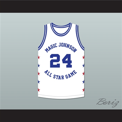 Reggie Theus 24 Magic Johnson All Star Game White Basketball Jersey 1986 Midsummer Night's Magic Charity Event