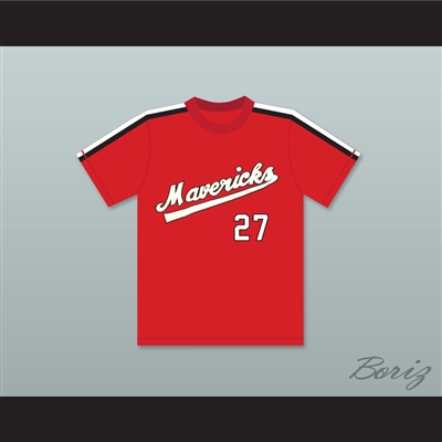 Reggie Thomas 27 Portland Mavericks Red Baseball Jersey The Battered Bastards of Baseball