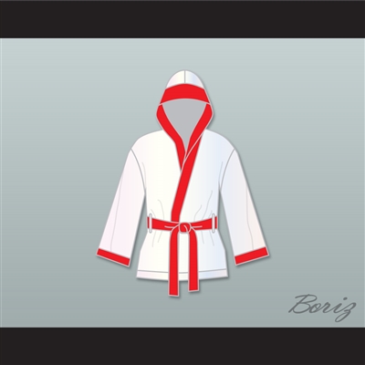 Riddick 'Big Daddy' Bowe White Satin Half Boxing Robe with Hood