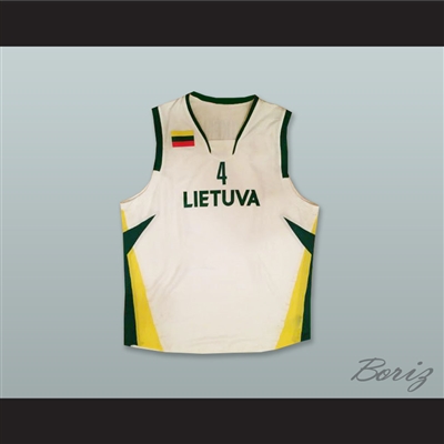 Rimantas Kaukenas 4 Lietuva Lithuania White Basketball Jersey