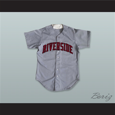Riverside Red Wave 5 Gray Button Down Baseball Jersey