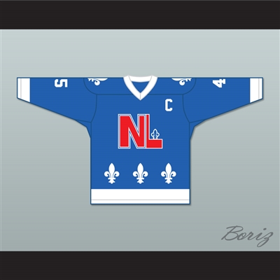 Robert Martin 45 Le National de QueÌbec Blue Hockey Jersey- Lance et compte (He Shoots, He Scores)