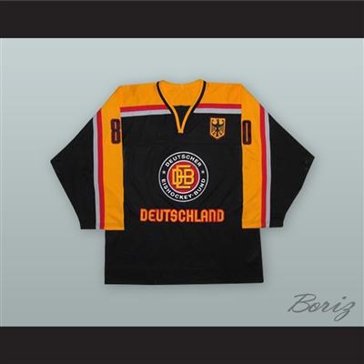 Robert Muller 80 Germany National Team Black Hockey Jersey with Patch