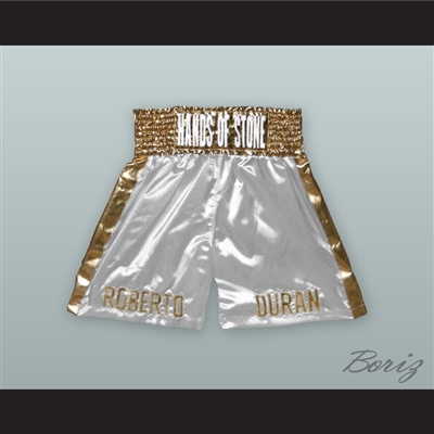 Roberto 'Hands of Stone' Duran White/Gold Boxing Shorts