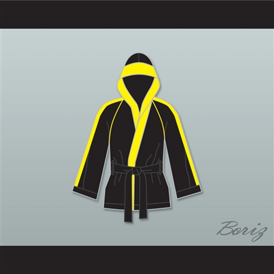 Rocky VI Black Satin Half Boxing Robe with Hood