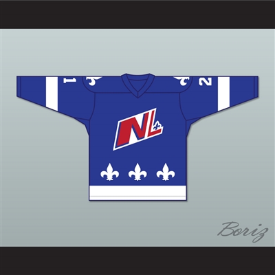 Roma Gauthier 21 Le National de Quebec Blue Hockey Jersey- Lance et compte (He Shoots, He Scores)