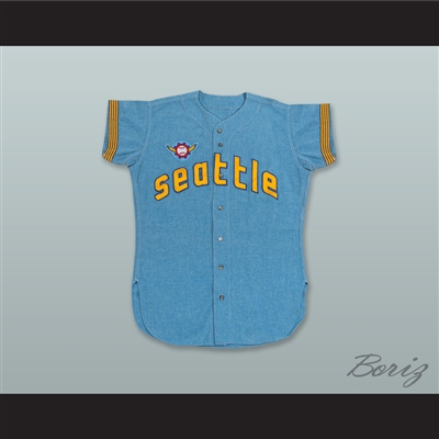 Ron Plaza 7 Seattle Pilots Light Blue Baseball Jersey