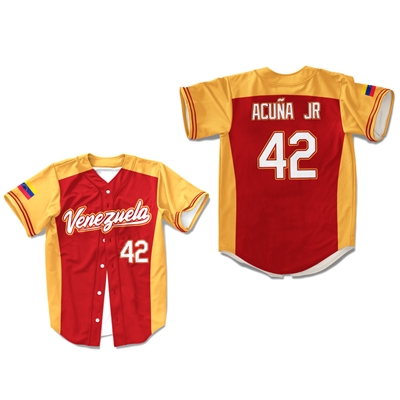 Ronald Acuna Jr Baseball Jersey Sewn Venezuelan