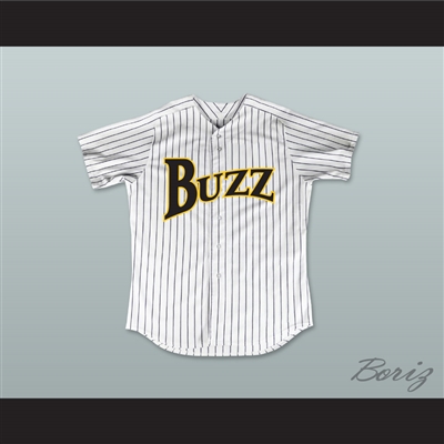 Rube Baker 32 Buzz White Pinstriped Baseball Jersey Major League: Back to the Minors