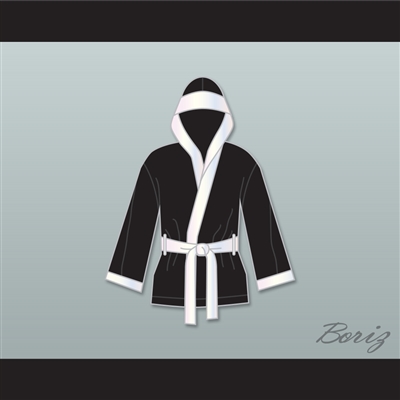 Rubin 'Hurricane' Carter Black Satin Half Boxing Robe with Hood