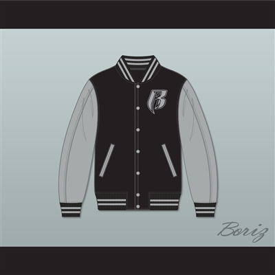 Ruff Ryders Black and Gray Varsity Letterman Jacket-Style Sweatshirt