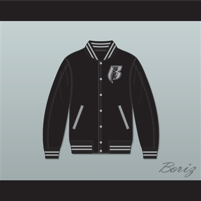 Ruff Ryders Black Varsity Letterman Jacket-Style Sweatshirt