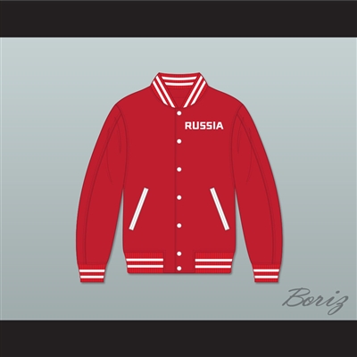 Russia Red Varsity Letterman Jacket-Style Sweatshirt