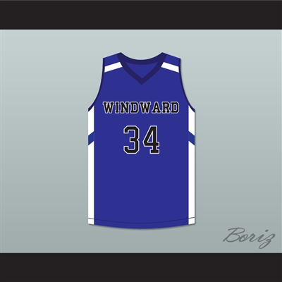 Shareef O'Neal 34 Windward School Wildcats Blue Basketball Jersey 2