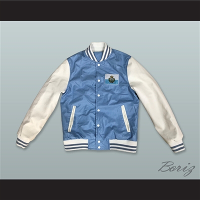 San Marino Light Blue and White Lab Leather Varsity Letterman Jacket