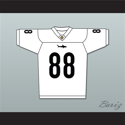Jimmy Sanderson 88 Miami Sharks White Football Jersey Any Given Sunday Includes AFFA Patch