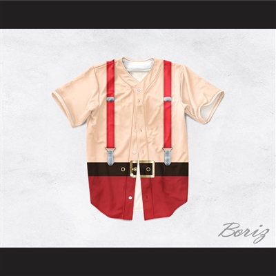 Santa Claus Tunic Shirtless Suspenders Baseball Jersey