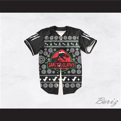 Santa Claws Christmas Black Baseball Jersey