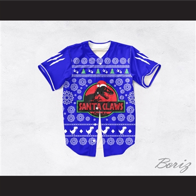 Santa Claws Christmas Blue Baseball Jersey