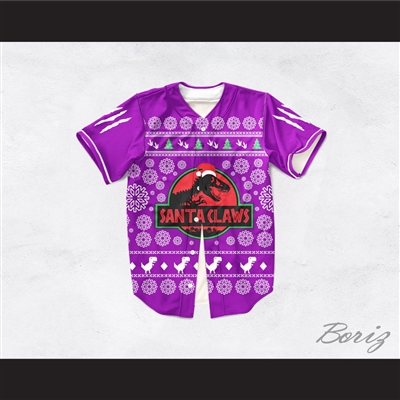 Santa Claws Christmas Purple Baseball Jersey
