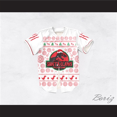 Santa Claws Christmas White Baseball Jersey