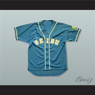 Seibu Lions Teal Button Down Baseball Jersey