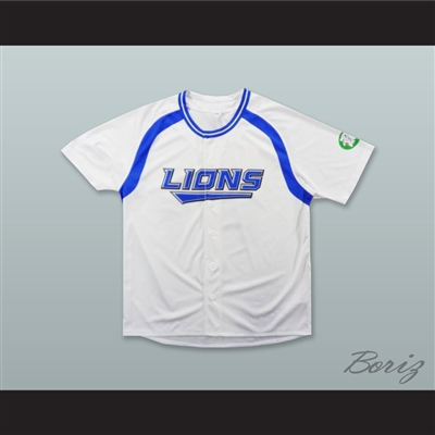 Seibu Lions White Button Down Baseball Jersey