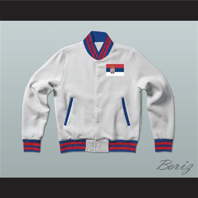 Serbia Varsity Letterman Jacket-Style Sweatshirt