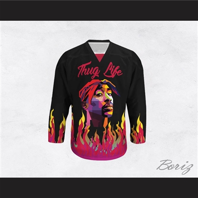 Tupac Shakur 05 Thug Life Flames Hockey Jersey