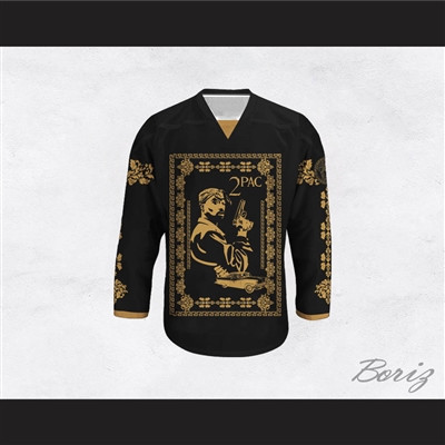 Tupac Shakur 11 Italian Style Black Hockey Jersey