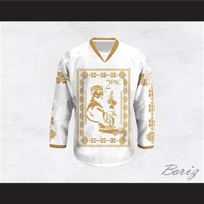 Tupac Shakur 11 Italian Style White Hockey Jersey