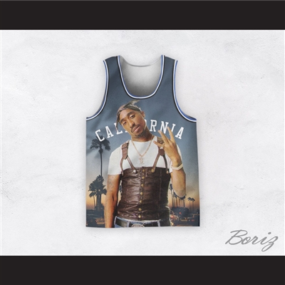 Tupac Shakur 16 California Palm Trees Basketball Jersey