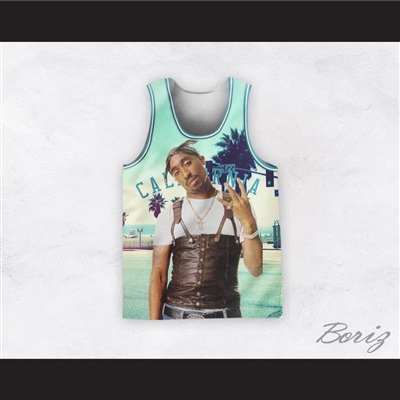 Tupac Shakur 16 California Light Blue Basketball Jersey