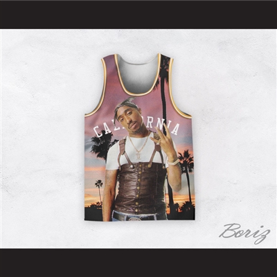 Tupac Shakur 16 California Sunset Basketball Jersey