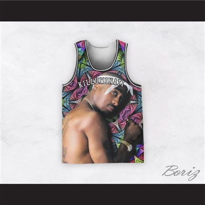 Tupac Shakur 16 Killuminati Funky Pattern Basketball Jersey