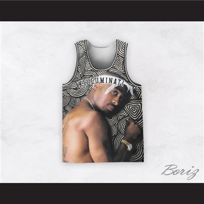 Tupac Shakur 16 Killuminati Black & White Swirls Basketball Jersey