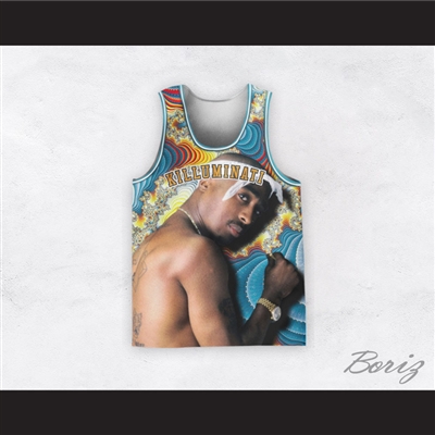 Tupac Shakur 16 Killuminati Fractal Patterns Basketball Jersey